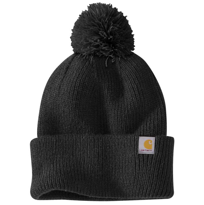 Carhartt  Black Women's Knit Pom-Pom Cuffed Beanie