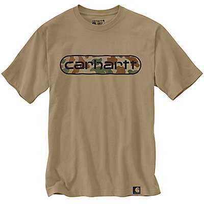 Carhartt Men's Dark Khaki Loose Fit Heavyweight Short-Sleeve Camo Logo Graphic T-Shirt