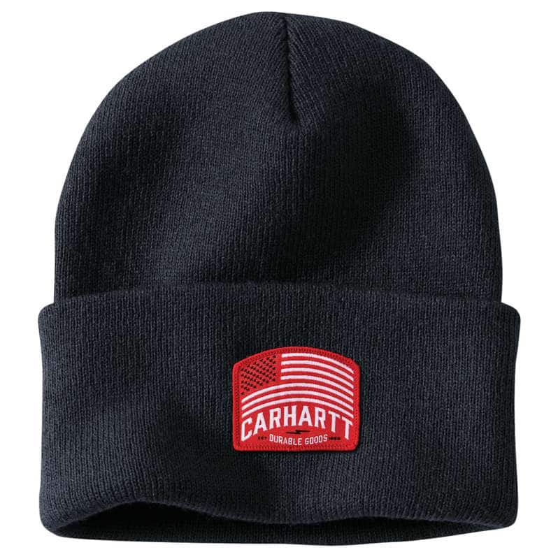 Carhartt  Navy Knit Flag Patch Beanie