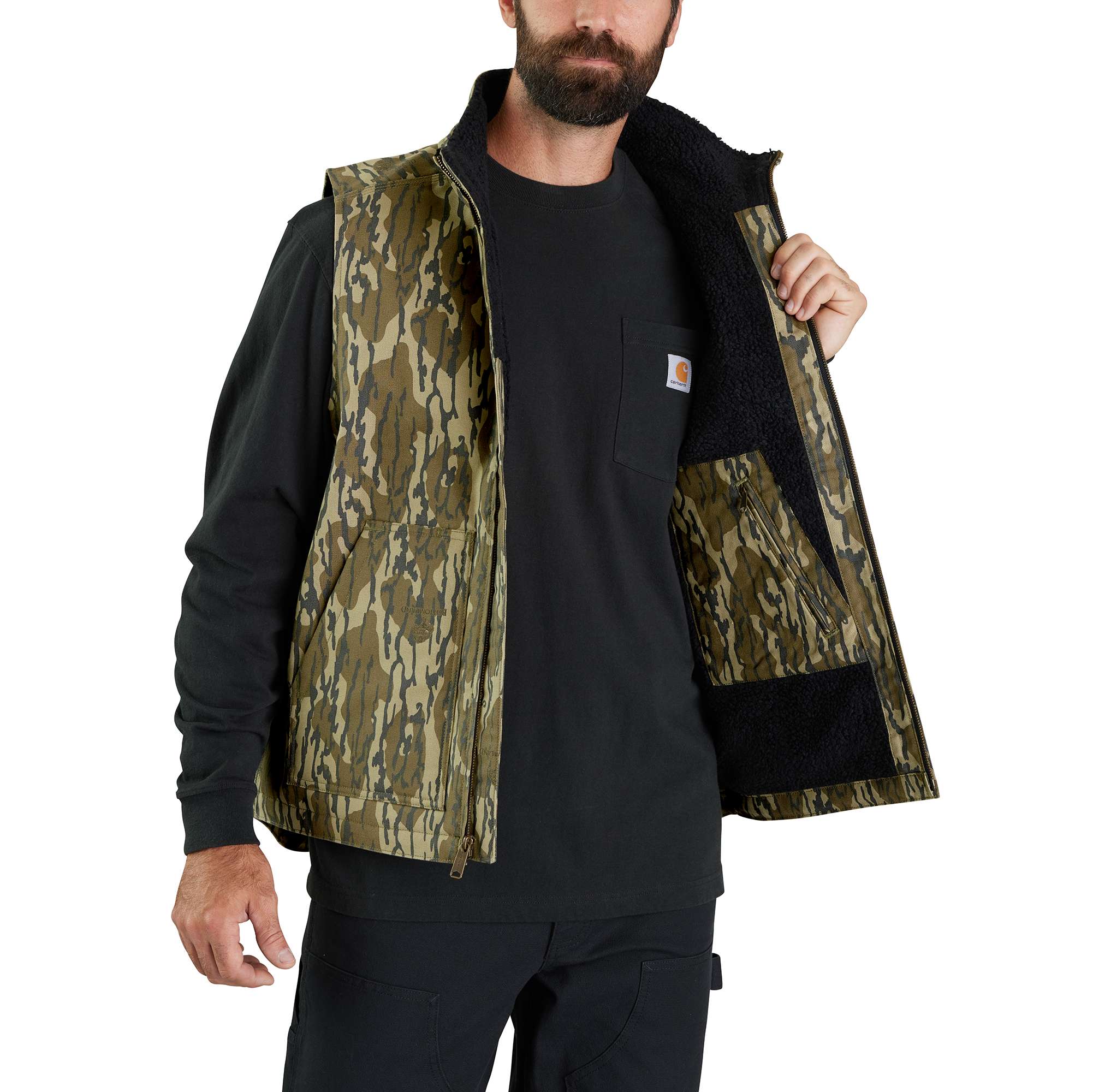 Additional thumbnail 3 of Rugged Flex® Duck Loose Fit Sherpa-Lined Camo Mock-Neck Vest