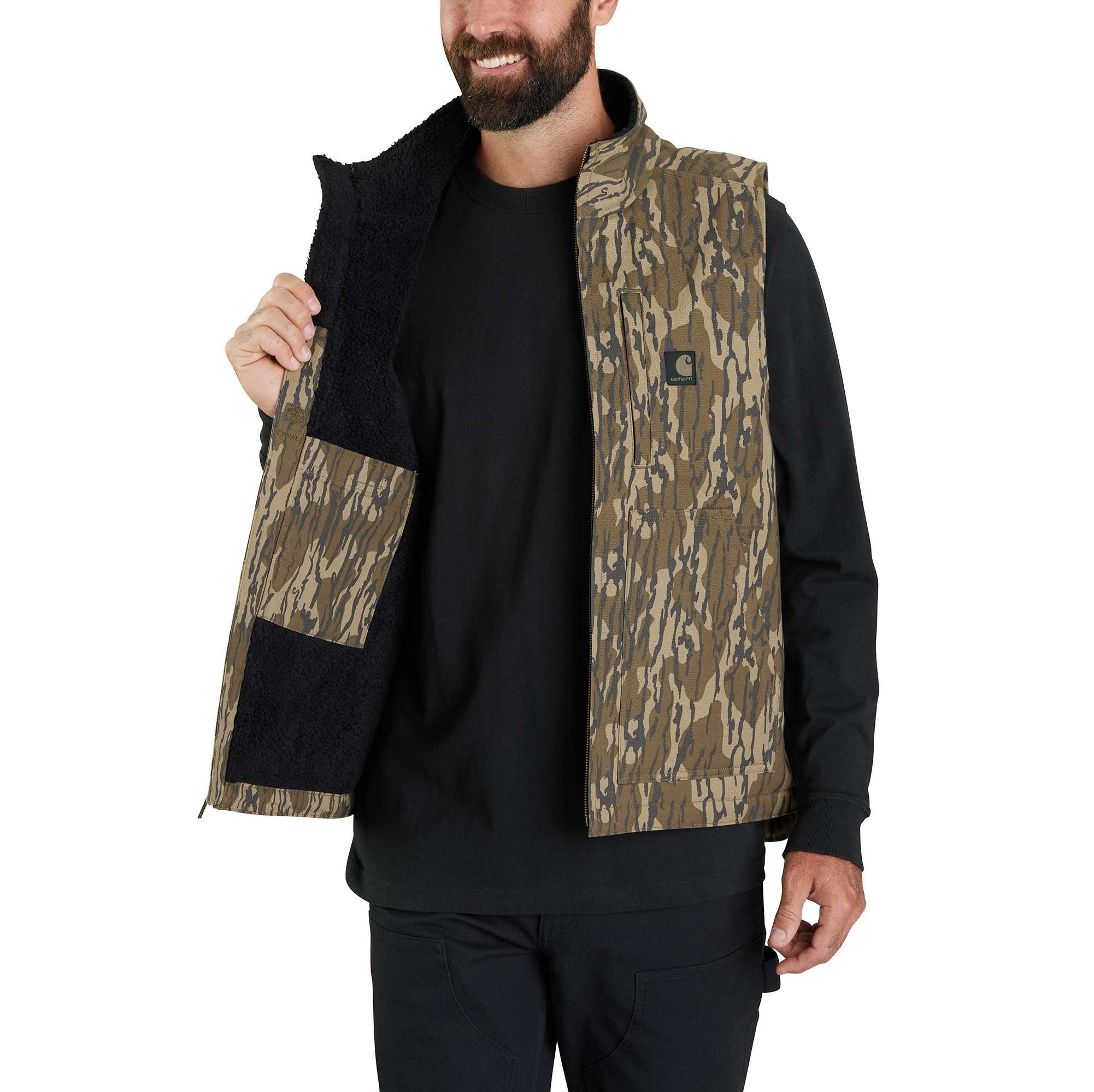 Additional thumbnail 4 of Rugged Flex® Duck Loose Fit Sherpa-Lined Camo Mock-Neck Vest