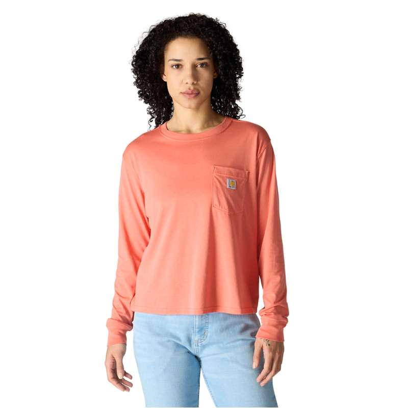 Carhartt  Dusty Cedar Women's TENCEL™ Fiber Series Loose Fit Long-Sleeve Crewneck Pocket T-Shirt