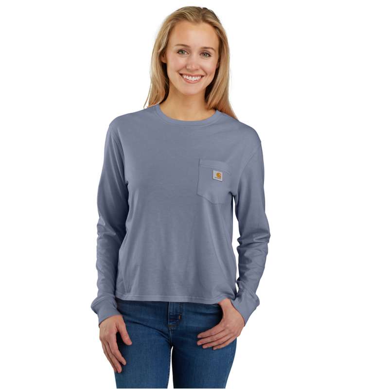 Carhartt  Wisteria Women's TENCEL™ Fiber Series Loose Fit Long-Sleeve Crewneck Pocket T-Shirt