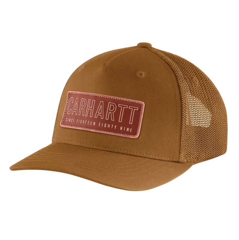 Carhartt  Carhartt Brown Rugged Flex® Canvas Mesh-Back 1889 Patch Cap