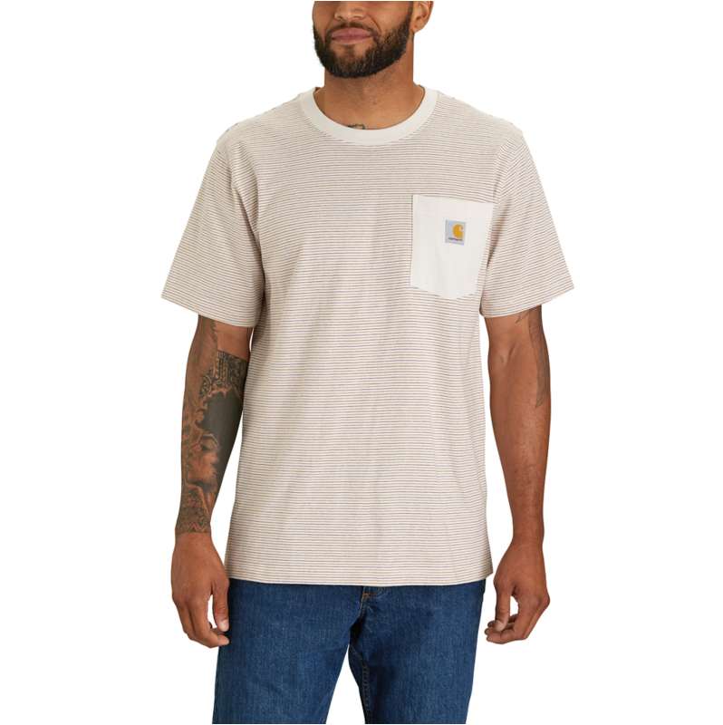 Carhartt  Malt/Apple Butter Stripe Relaxed Fit Heavyweight Short-Sleeve Pocket Stripe T-Shirt