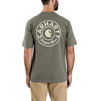Carhartt Men's Dusty Olive Loose Fit Heavyweight Short-Sleeve Logo Graphic T-Shirt