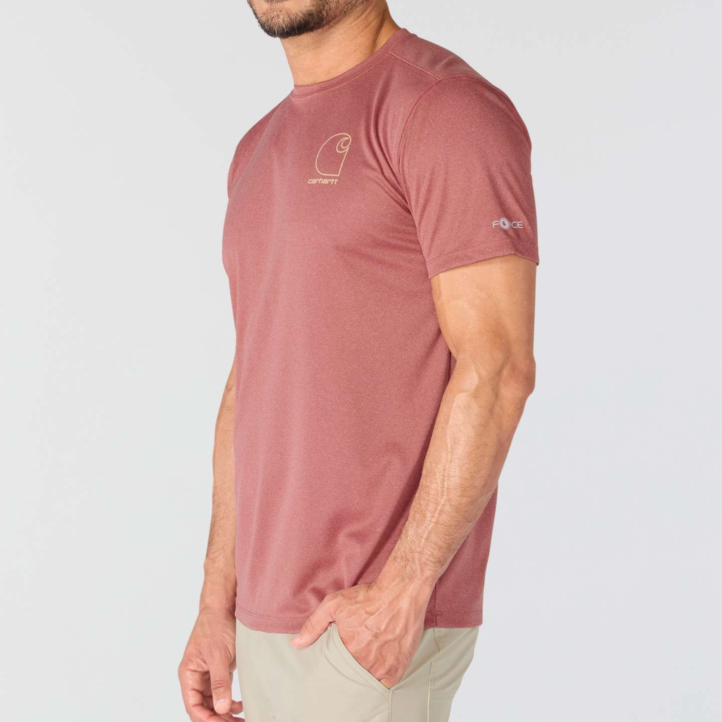 Мужская футболка Carhartt Force Sun Defender™ Relaxed Logo, цвет: Янтарный меланжевый — фото 2