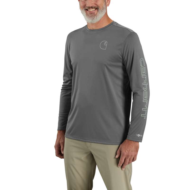 Carhartt Force Sun Defender Lightweight Hooded T-Shirt For Men In Grey, Carhartt Sun Shirt