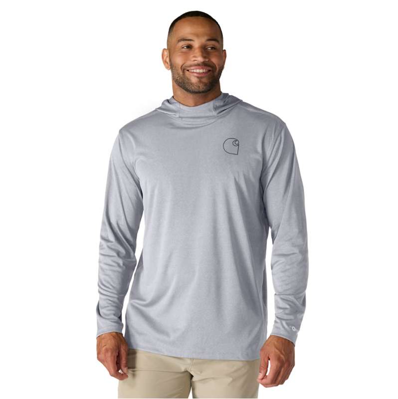 Carhartt  Steel Heather Force Sun Defender™ Relaxed Logo Hoodie