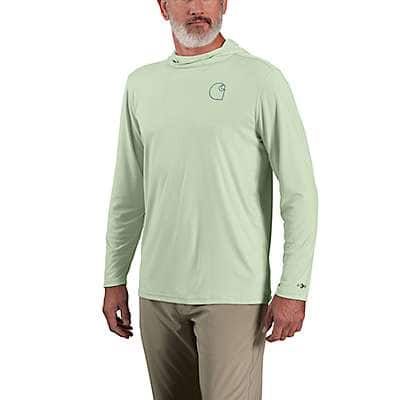 Carhartt Men's Tender Greens Force Sun Defender™ Lightweight Long-Sleeve Hooded Logo Graphic T-Shirt