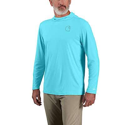 Carhartt Men's Tender Greens Force Sun Defender™ Lightweight Long-Sleeve Hooded Logo Graphic T-Shirt