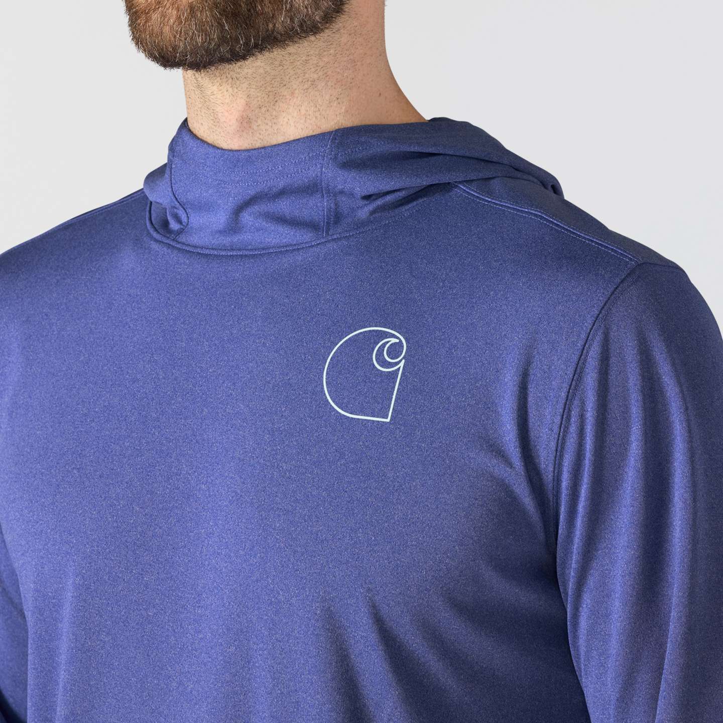 Мужское худи Carhartt Force Sun Defender™ Relaxed Logo, цвет: Небесно-голубой меланжевый — фото 3