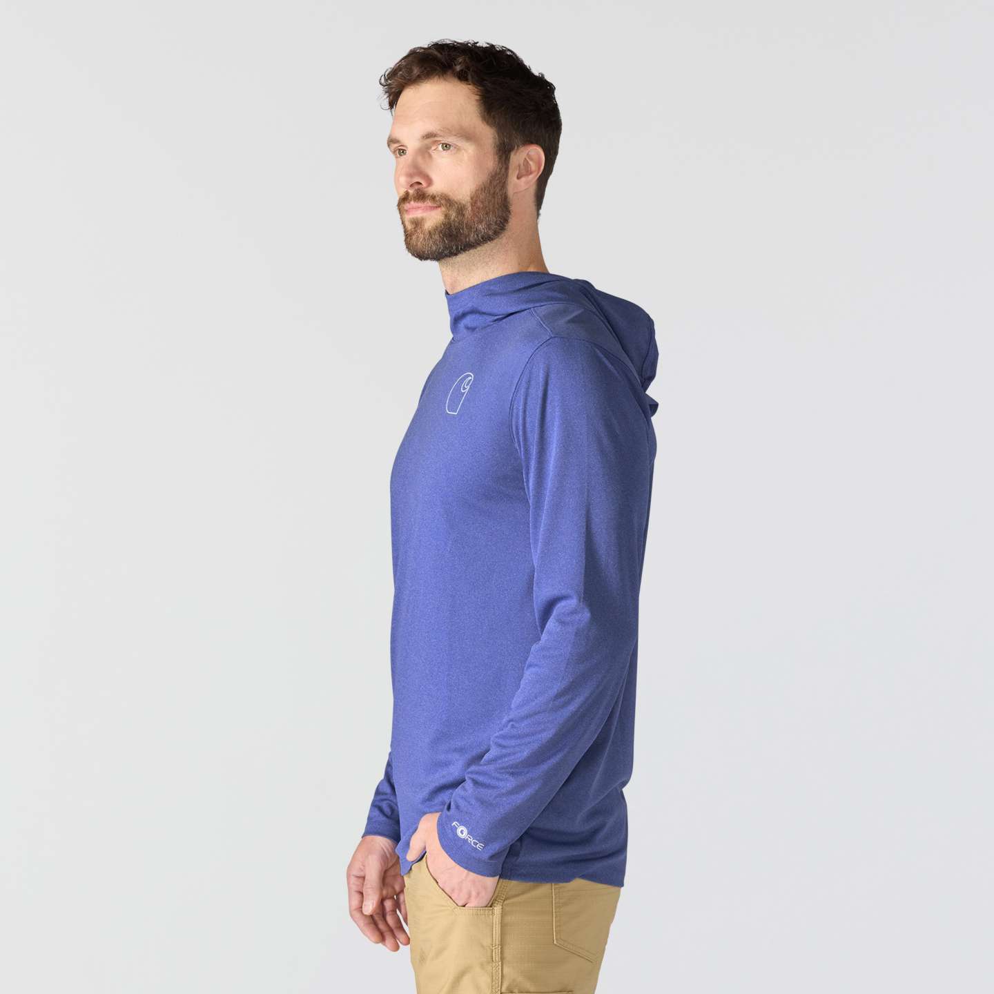 Мужское худи Carhartt Force Sun Defender™ Relaxed Logo, цвет: Небесно-голубой меланжевый — фото 2