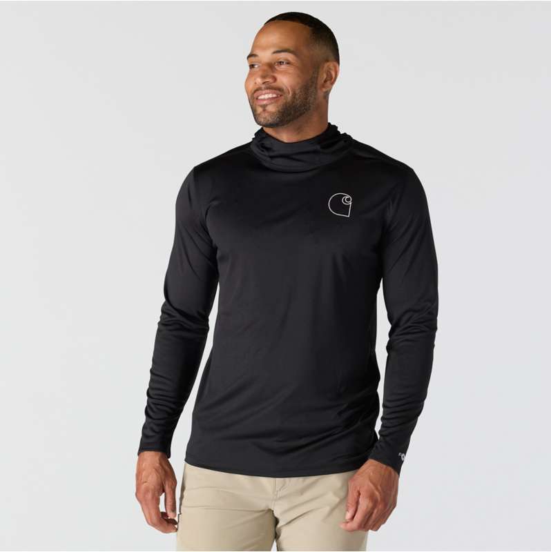 Carhartt  Black Force Sun Defender™ Lightweight Long-Sleeve Hooded Logo Graphic T-Shirt