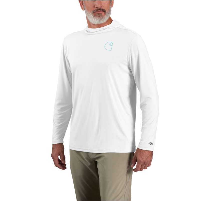 Carhartt  White Force Sun Defender™ Lightweight Long-Sleeve Hooded Logo Graphic T-Shirt