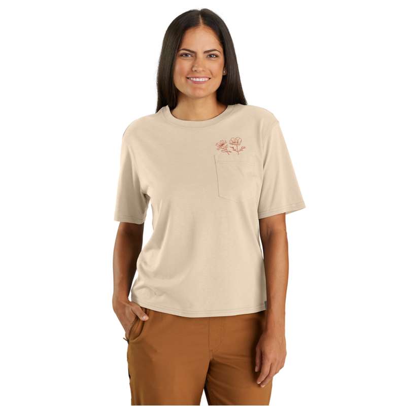 Carhartt  Stone Ash Women's TENCEL™ Fiber Series Loose Fit Short-Sleeve Flower Pocket T-Shirt