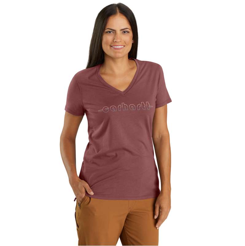 Carhartt  Apple Butter Women's TENCEL™ Fiber Series Relaxed Fit Short-Sleeve V-Neck Graphic T-Shirt