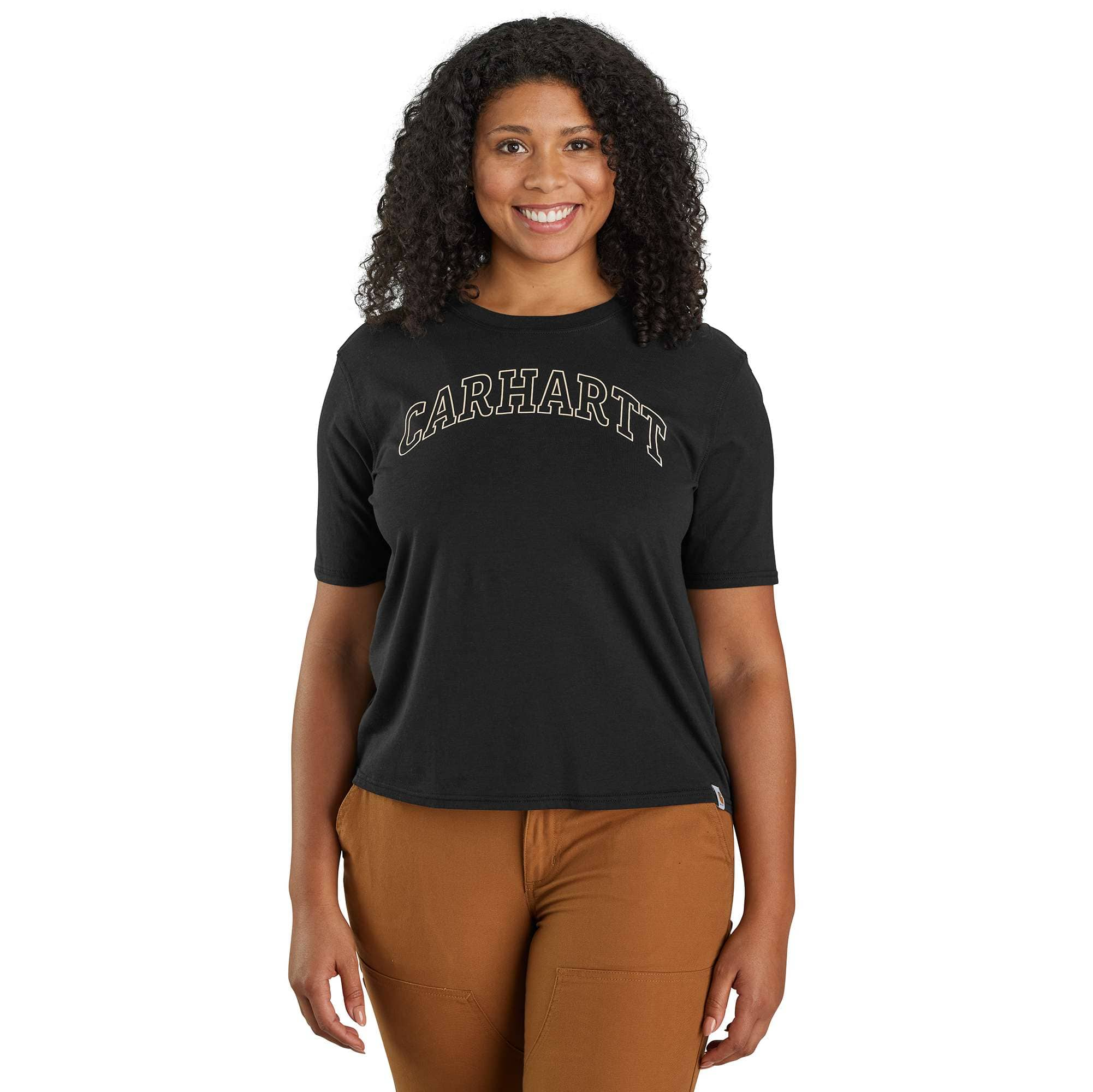 Carhartt Women's Loose Fit Tan Logo Graphic Short Sleeve Work