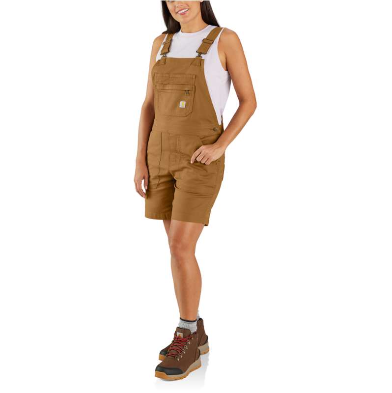 Carhartt  Carhartt Brown Women's Rugged Flex® Relaxed Fit Canvas Shortall