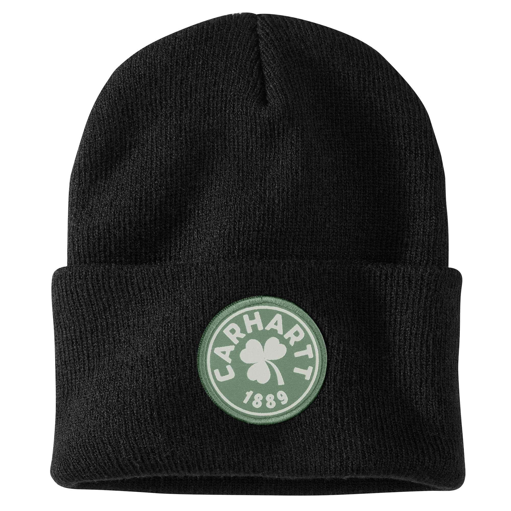 Knit Shamrock Patch Beanie