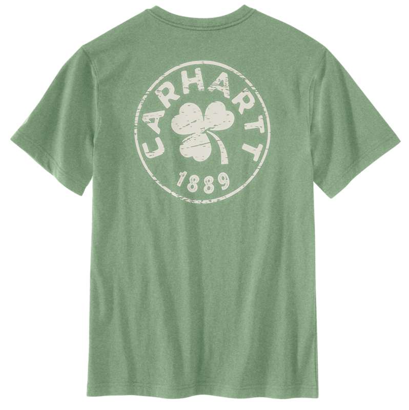 Carhartt  Loden Frost Heather Relaxed Fit Heavyweight Short-Sleeve Pocket Shamrock Graphic T-Shirt