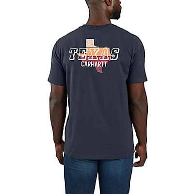 Carhartt Men's Navy Relaxed Fit Heavyweight Short-Sleeve Pocket Texas Graphic T-Shirt