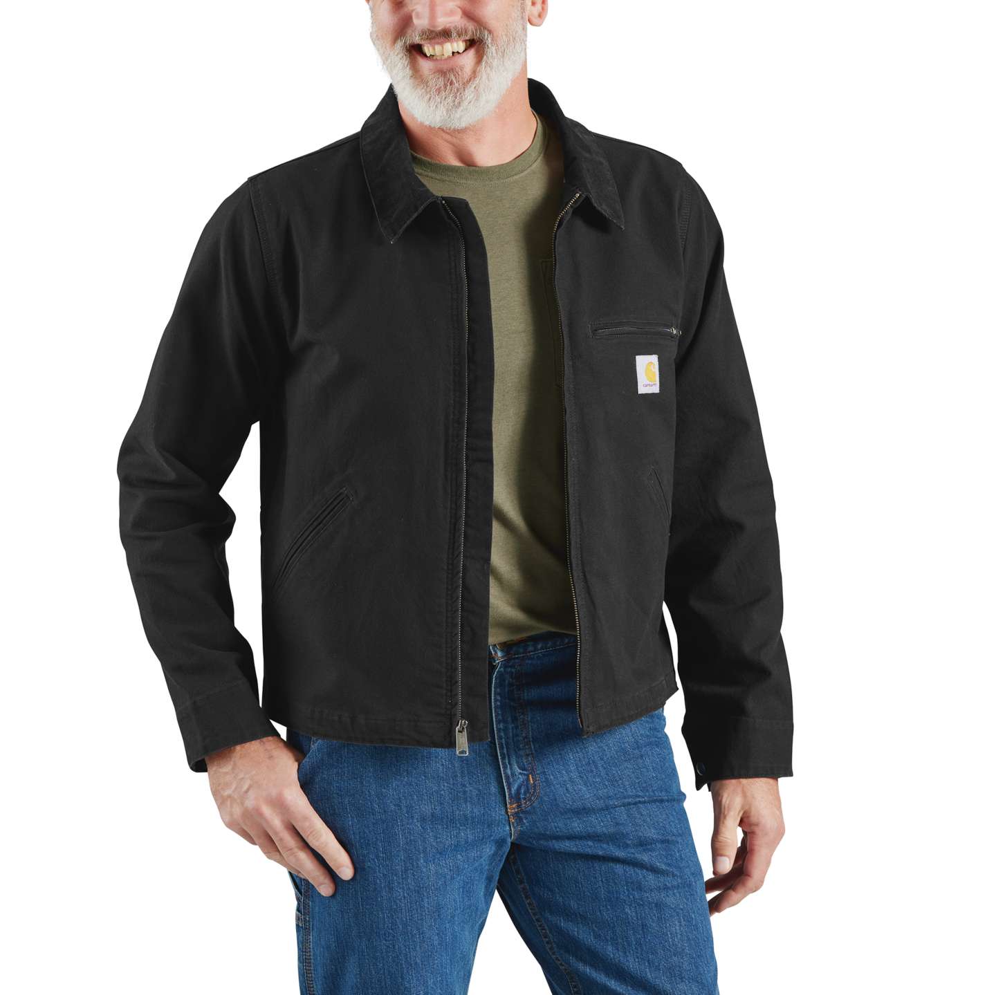 Мужская куртка Carhartt Re-Engineered Rugged Flex® Relaxed Fit Duck Detroit Jacket - 1 Warm Rating, цвет: Чёрный — фото 1