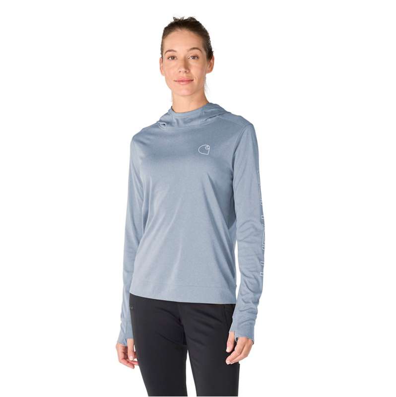 Carhartt  Blue Aura Women's Force Sun Defender™ Relaxed LS Logo Hoodie