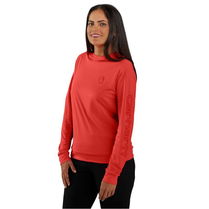 Carhartt  Roasted Tomato Women's Force Sun Defender™ Relaxed Fit Lightweight Long-Sleeve Hooded Graphic T-Shirt