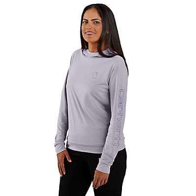 Carhartt Women's Lilac Haze Women's Force Sun Defender™ Relaxed Fit Lightweight Long-Sleeve Hooded Graphic T-Shirt