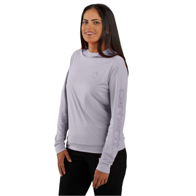 Carhartt  Lilac Haze Women's Force Sun Defender™ Relaxed Fit Lightweight Long-Sleeve Hooded Graphic T-Shirt