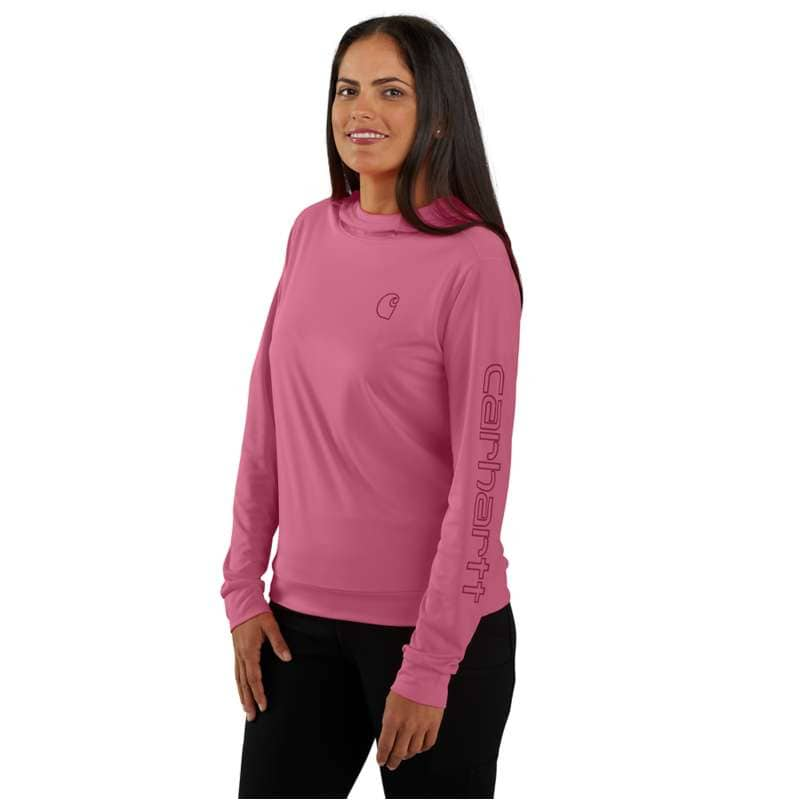 Carhartt  Woodrose Women's Force Sun Defender™ Relaxed Fit Lightweight Long-Sleeve Hooded Graphic T-Shirt