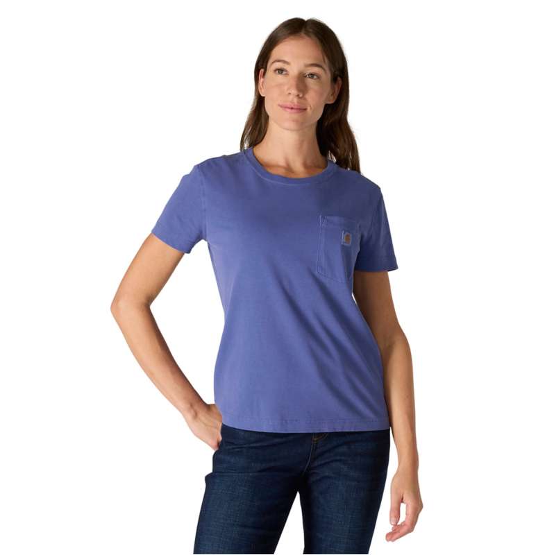 Carhartt  Lunar Blue Women's Re-Engineered Relaxed Fit Midweight Short-Sleeve Garment Dye Pocket T-Shirt