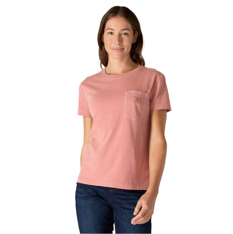Carhartt  Rose Tint Women's Re-Engineered Relaxed Fit Midweight Short-Sleeve Garment Dye Pocket T-Shirt