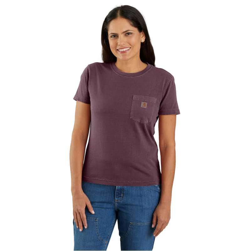 Carhartt  Eggplant Women's Re-Engineered Relaxed Fit Midweight Short-Sleeve Garment Dye Pocket T-Shirt