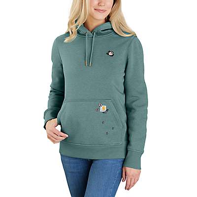 Carhartt Women's Sea Pine Heather Women's Relaxed Fit Midweight Graphic Hooded Sweatshirt