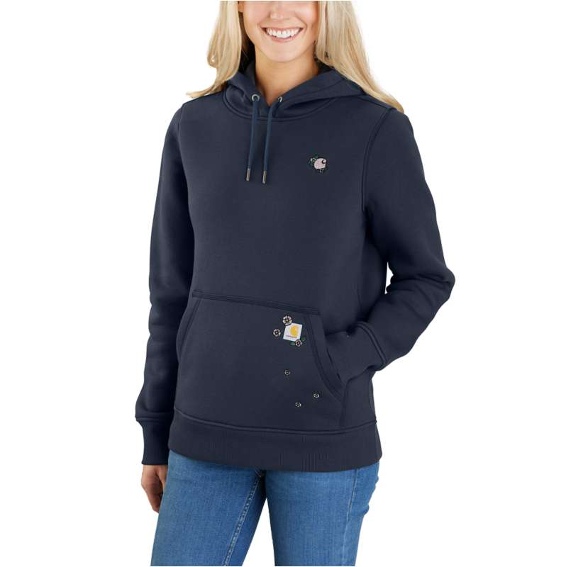 Carhartt  Navy Women's Relaxed Fit Midweight Graphic Hooded Sweatshirt