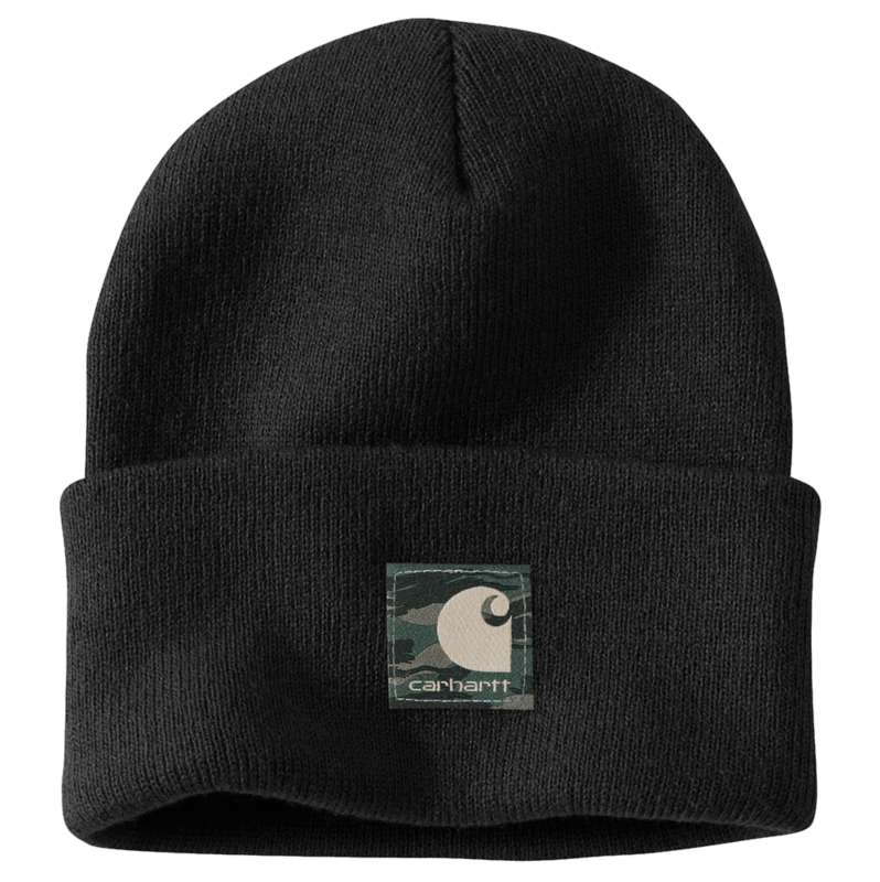 Carhartt  Black Knit Camo Patch Beanie