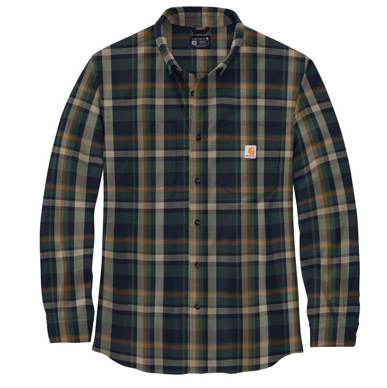 Carhartt  Navy Rugged Flex® Relaxed Fit Midweight Flannel Long-Sleeve Plaid Shirt