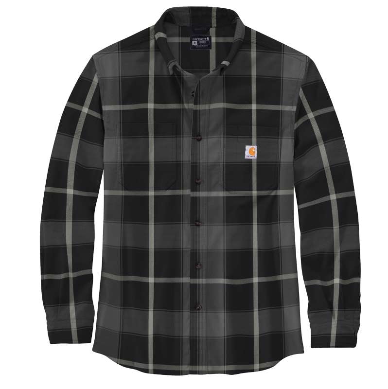 Carhartt  Black Rugged Flex® Relaxed Fit Midweight Flannel Long-Sleeve Plaid Shirt