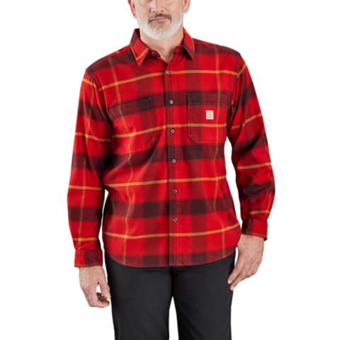 Мужские рубашки Carhartt Rugged Flex® Relaxed Fit Midweight Flannel Long-Sleeve Plaid Shirt