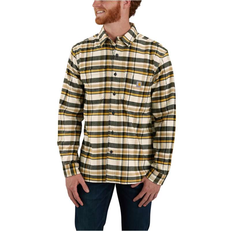 Carhartt  Malt Rugged Flex® Relaxed Fit Midweight Flannel Long-Sleeve Plaid Shirt