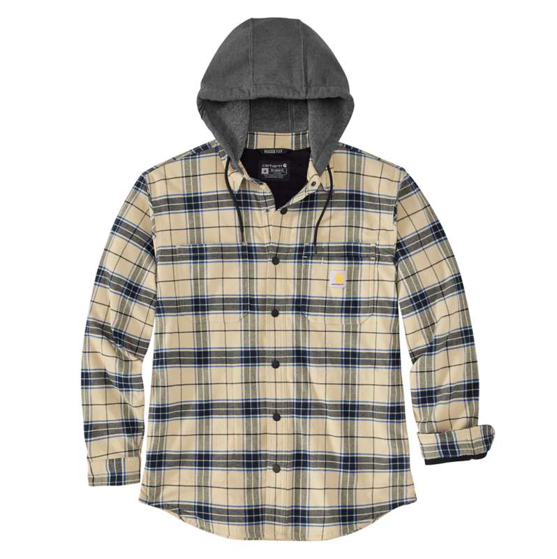 Carhartt  Oat Milk Rugged Flex® Relaxed Fit Flannel Fleece-Lined Hooded Shirt Jac