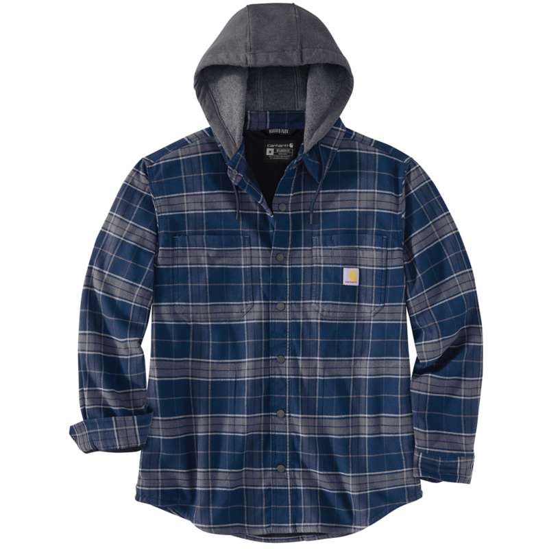 Carhartt  Navy Rugged Flex® Relaxed Fit Flannel Fleece-Lined Hooded Shirt Jac