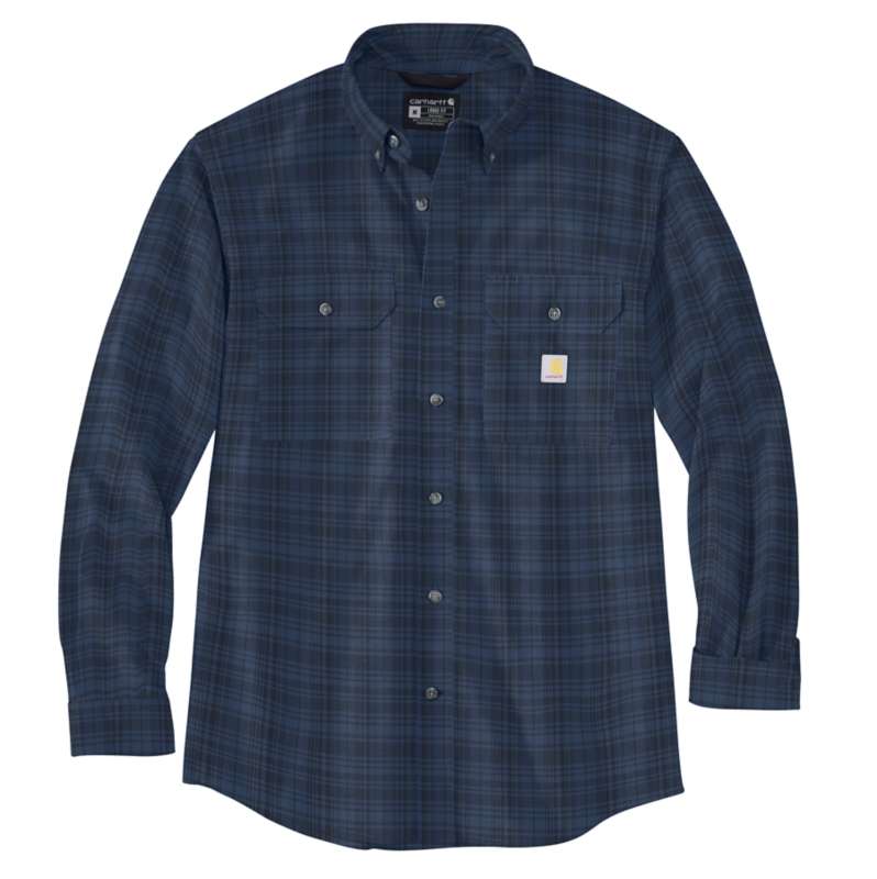 Carhartt  Dark Blue Loose Fit Midweight Chambray Long-Sleeve Plaid Shirt