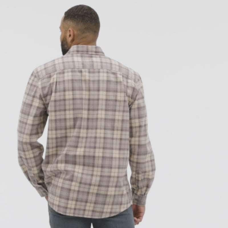 Loose Fit Midweight Chambray Long-Sleeve Plaid Shirt