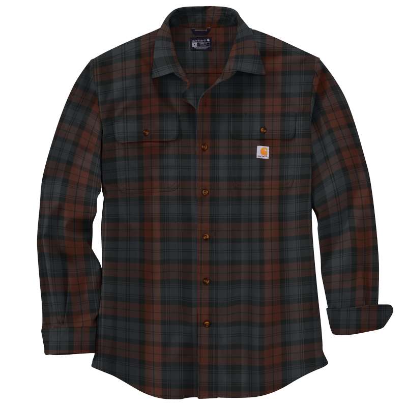 Carhartt  Mocha Loose Fit Heavyweight Flannel Long-Sleeve Plaid Shirt