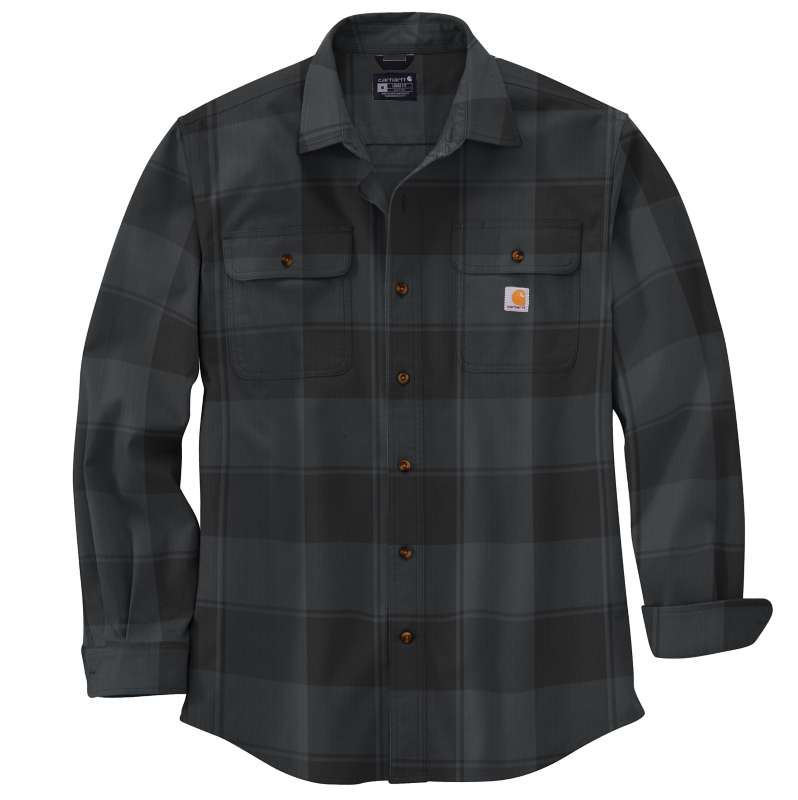 Carhartt  Black Loose Fit Heavyweight Flannel Long-Sleeve Plaid Shirt