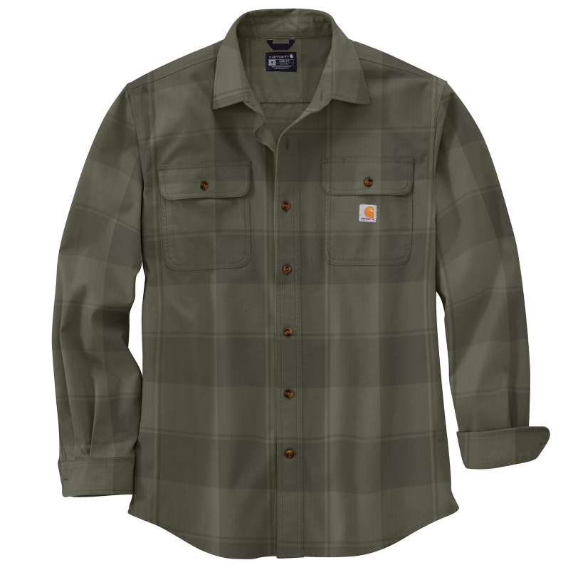 Carhartt  Dusty Olive Loose Fit Heavyweight Flannel Long-Sleeve Plaid Shirt