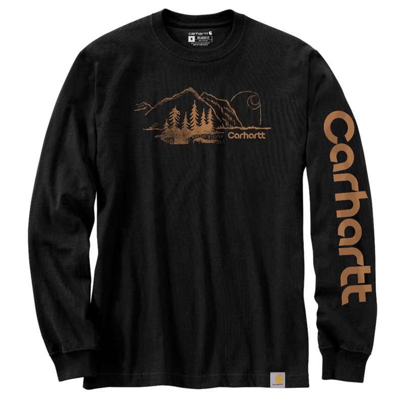 Carhartt  Black Relaxed Fit Heavyweight Long-Sleeve Mountain Graphic T-Shirt